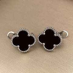 15mm four-leaf clover 18k gold stainless steel earrings
