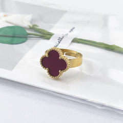 New 15mm large four-leaf clover stainless steel rings