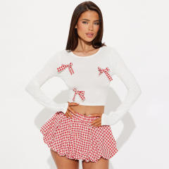 New suit Playful Bow Decorative Top skirt suit