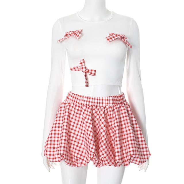 New suit Playful Bow Decorative Top skirt suit