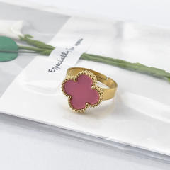New 15mm large four-leaf clover stainless steel rings