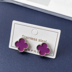 15mm double-sided four-leaf clover earrings