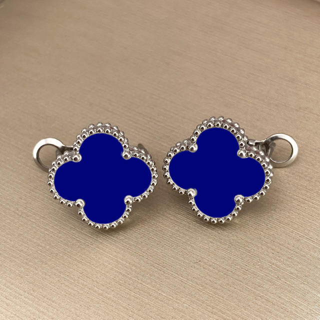 15mm four-leaf clover 18k gold stainless steel earrings