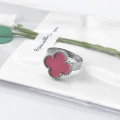 New 15mm large four-leaf clover stainless steel rings