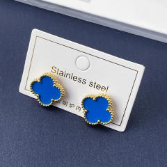 15mm double-sided four-leaf clover earrings