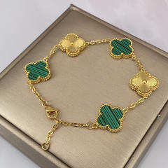 15MM five-flower laser bracelet 18K real gold thick electroplated four-leaf clover bracelet