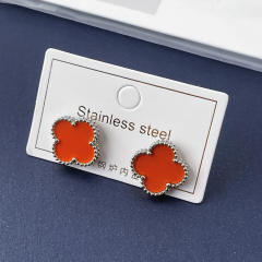 15mm double-sided four-leaf clover earrings