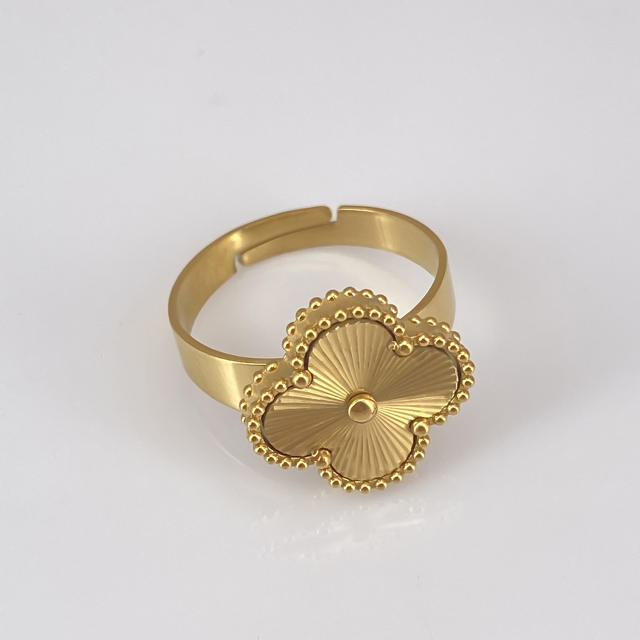 Four-leaf clover double-sided laser stainless steel rings