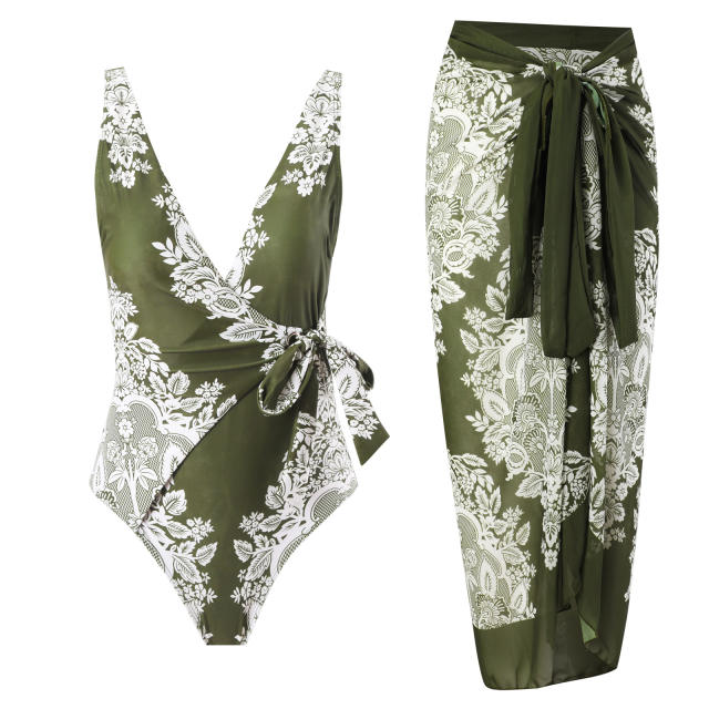 2025 hot sale color printing swimsuit skirt set