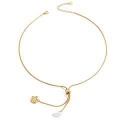 Non-fading Pearl Summer Women's Tassel Heart Necklace stainless steel necklace long necklace