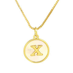 18K Gold initial letter pendant gold plated copper Necklace