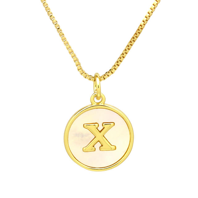 18K Gold initial letter pendant gold plated copper Necklace
