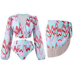 2025 hot sale color printing swimsuit skirt set
