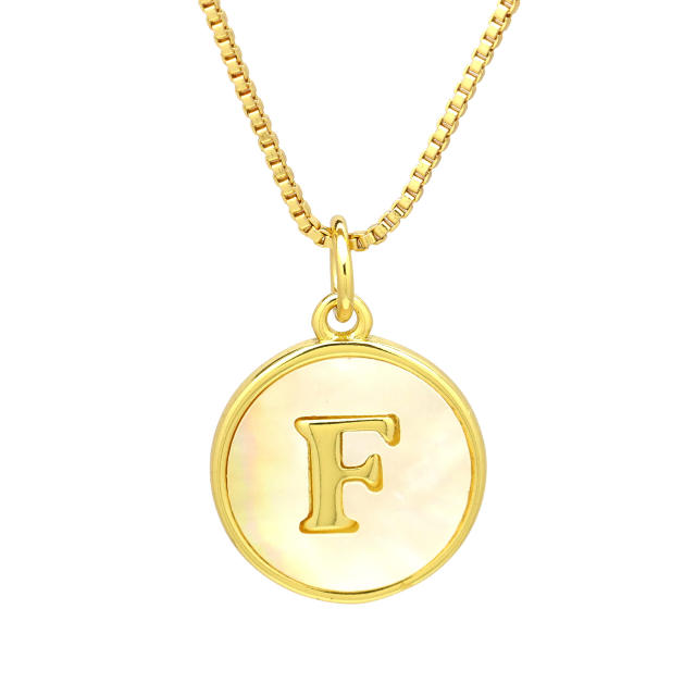 18K Gold initial letter pendant gold plated copper Necklace