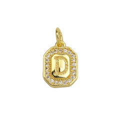 Square Zircon Copper Plated 18K initial letter Pendant Necklace