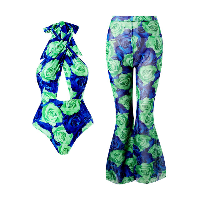 2025 hot sale color printing swimsuit skirt set