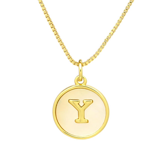 18K Gold initial letter pendant gold plated copper Necklace