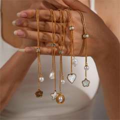 Non-fading Pearl Summer Women's Tassel Heart Necklace stainless steel necklace long necklace