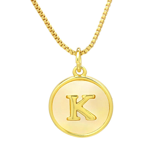 18K Gold initial letter pendant gold plated copper Necklace