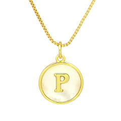 18K Gold initial letter pendant gold plated copper Necklace