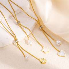 Non-fading Pearl Summer Women's Tassel Heart Necklace stainless steel necklace long necklace