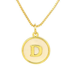 18K Gold initial letter pendant gold plated copper Necklace