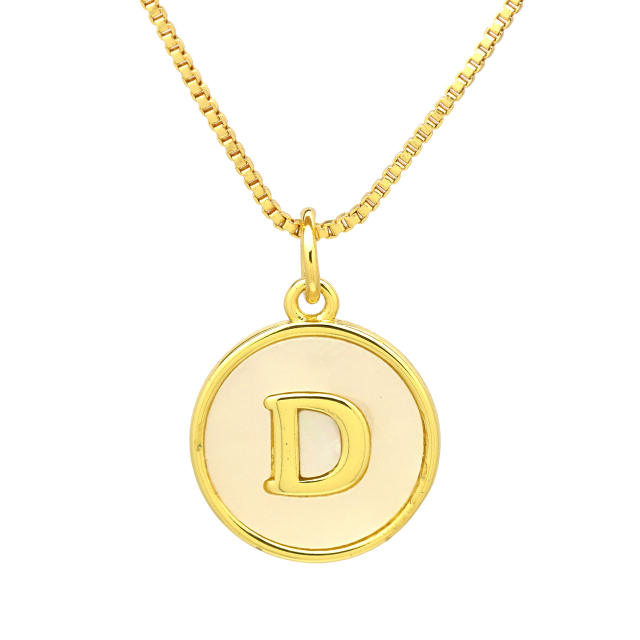 18K Gold initial letter pendant gold plated copper Necklace