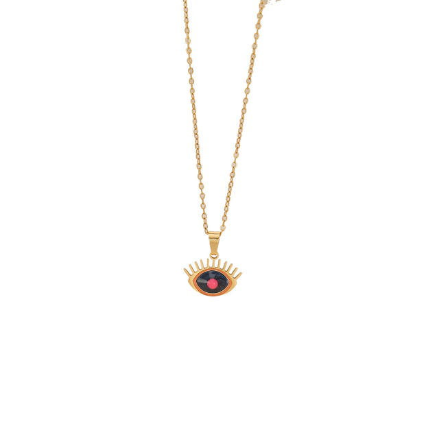 Color enamel flower butterfly heart elephant pendant stainless steel necklace