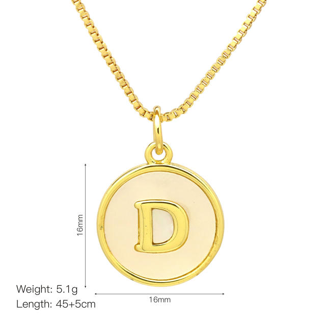 18K Gold initial letter pendant gold plated copper Necklace