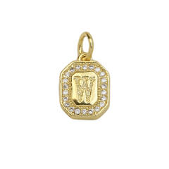Square Zircon Copper Plated 18K initial letter Pendant Necklace