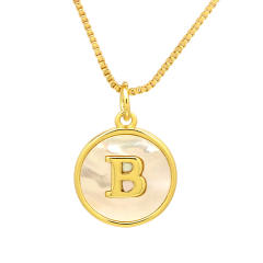 18K Gold initial letter pendant gold plated copper Necklace