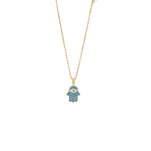 Color enamel flower butterfly heart elephant pendant stainless steel necklace