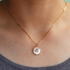 18K Gold initial letter pendant gold plated copper Necklace