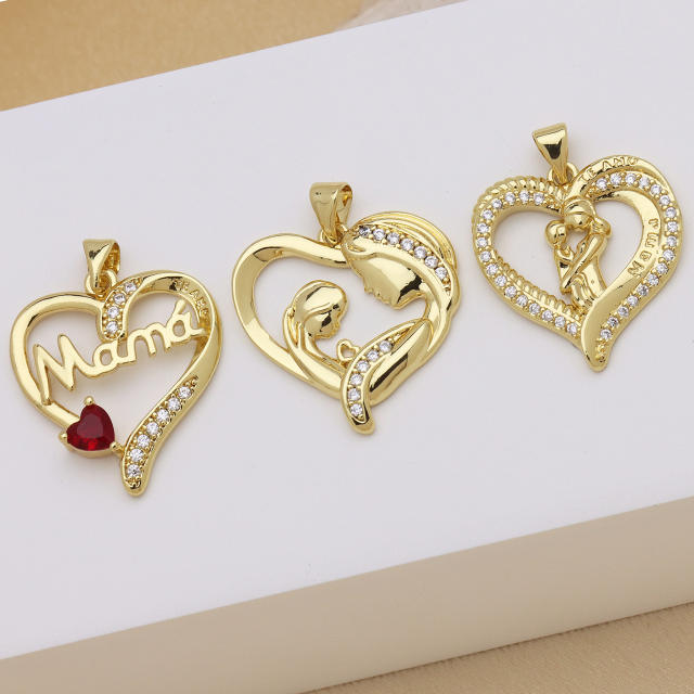 Heart shape diamond pendant mother's day gift diy jewelry charm