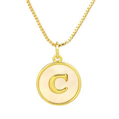 18K Gold initial letter pendant gold plated copper Necklace