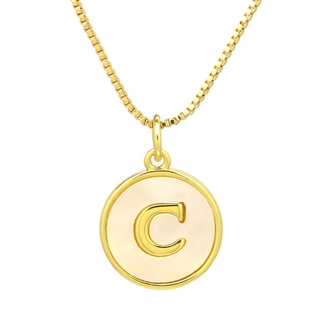 18K Gold initial letter pendant gold plated copper Necklace