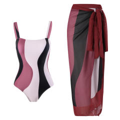 2025 hot sale color printing swimsuit skirt set