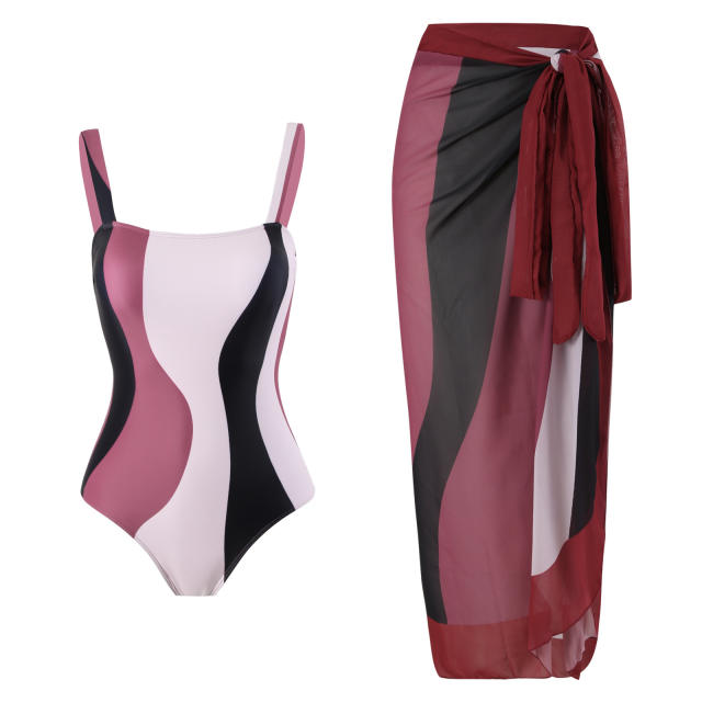 2025 hot sale color printing swimsuit skirt set