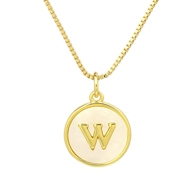 18K Gold initial letter pendant gold plated copper Necklace