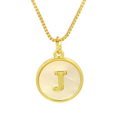 18K Gold initial letter pendant gold plated copper Necklace