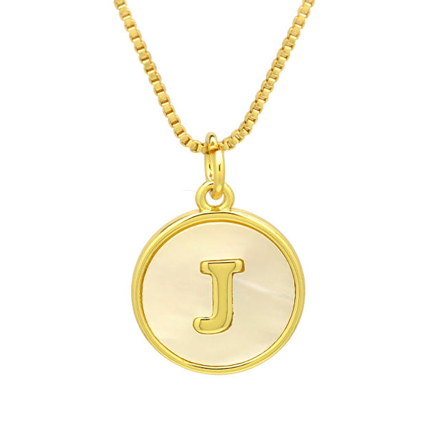 18K Gold initial letter pendant gold plated copper Necklace