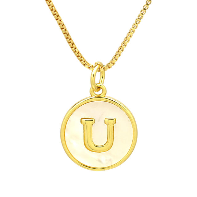 18K Gold initial letter pendant gold plated copper Necklace