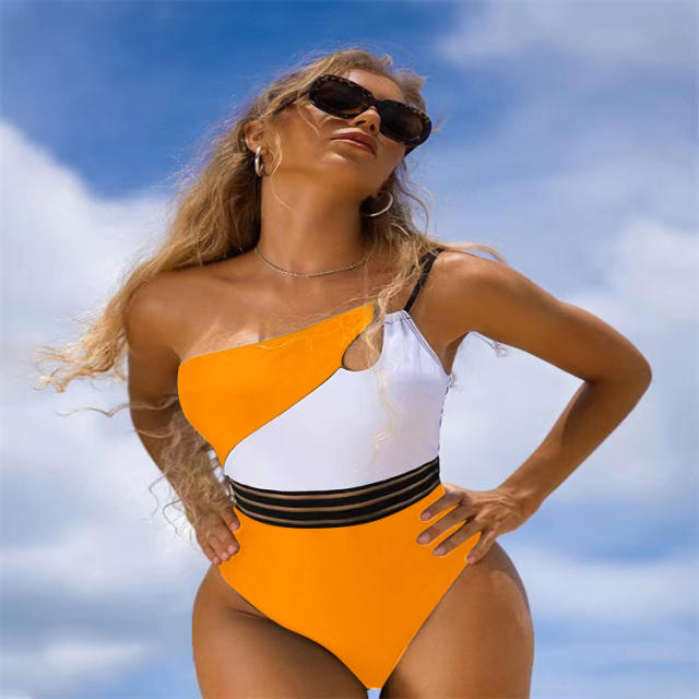 Women's One-Piece single shoulder hot sale Swimsuit