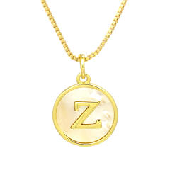 18K Gold initial letter pendant gold plated copper Necklace