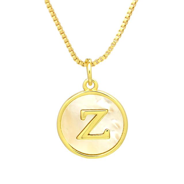 18K Gold initial letter pendant gold plated copper Necklace