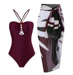 2025 hot sale color printing swimsuit skirt set