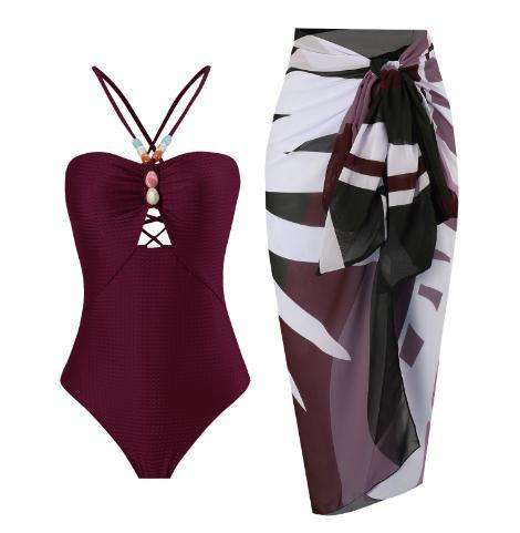 2025 hot sale color printing swimsuit skirt set