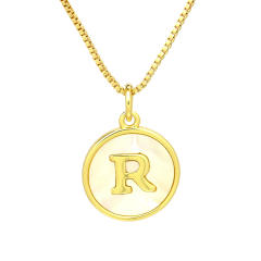 18K Gold initial letter pendant gold plated copper Necklace