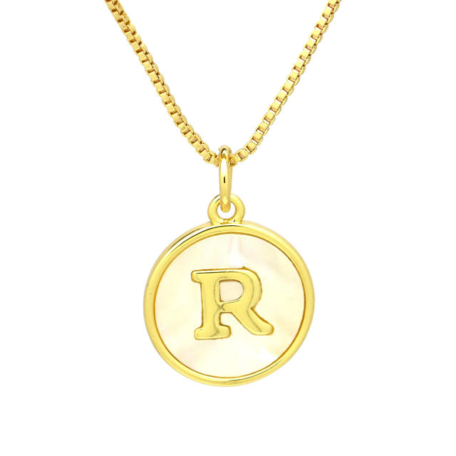 18K Gold initial letter pendant gold plated copper Necklace