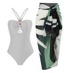 2025 hot sale color printing swimsuit skirt set